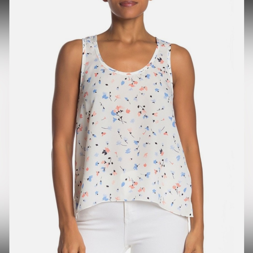 Joie Erla High/Low Floral Sleeveless Blouse